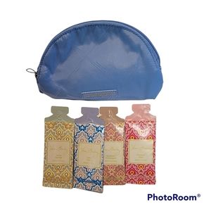 Vera Bradley Preppy Poly Mini Cosmetic Sky Blue Travel Makeup Bag Purse Tote